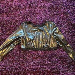 Torrid Black and Silver Long Sleeve Crop Blouse